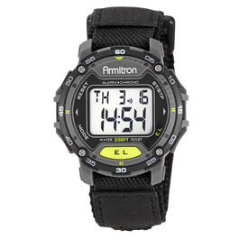 Mens Armitron Black Velcro Strap Watch - 40-8291BLK
