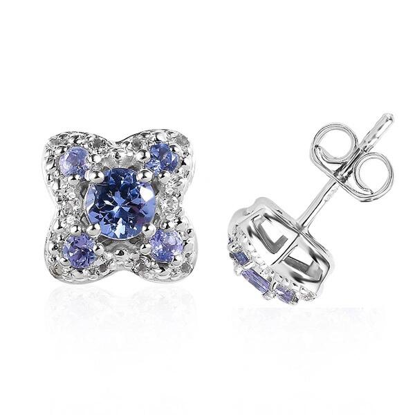 Gemstone Classics&#40;tm&#41; 3.5mm Round Tanzanite & White Zircon Earrings - image 