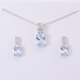 Marsala Created White Sapphire & Aqua Necklace Set