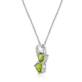Gemminded Sterling Silver 5mm Double Heart Peridot Pendant