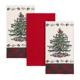 Spode&#40;R&#41; Christmas Tree Tartan Kitchen Towel 3pc. Set