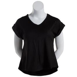 Womens New York Laundry V-Neck Dolman Top with Button Tab Cuff