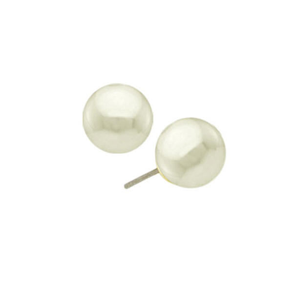 1928 Gold-Tone 8MM Simulated Pearl Stud Earrings - image 