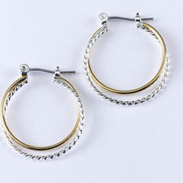 Design Collection Two Tone Twist Hoop Earrings