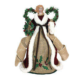 Santa's Workshop 16in. Country Poinsettia Angel Tree Topper