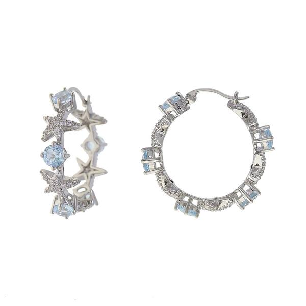 Gianni Argento Blue Topaz & Cubic Zirconia Starfish Hoop Earrings - image 