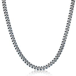 Mens Lynx Stainless Steel Blue Ion-Plated Foxtail Chain Necklace