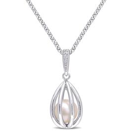 Gemstone Classics&#40;tm&#41; Pearl & Diamond Accent Necklace