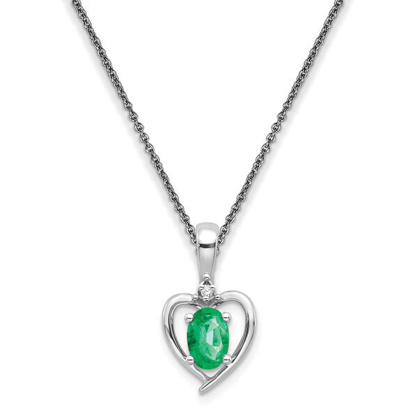 14kt. Emerald Diamond Pendant Heart Necklace - image 