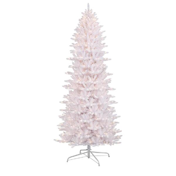 Puleo Int. 9ft. Pre-Lit Slim White Fraser Fir Christmas Tree - image 