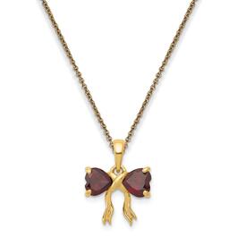 Gemstone Classics&#40;tm&#41; 14kt. Gold Garnet Bow Pendant Necklace