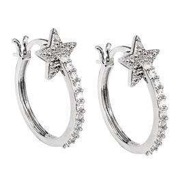 Gianni Argento Silver Plated Star Hoop Earrings