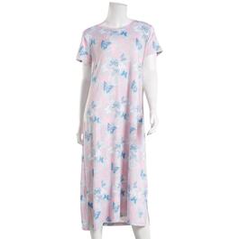 Womens White Orchid Short Sleeve 46in. Butterfly Nightgown