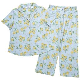 Womens Jasmine Rose Short Sleeve Capri Lemons Pajama Set