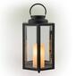Alpine Black Hexagonal Candlelit Lantern w/ Warm White LEDs - image 1