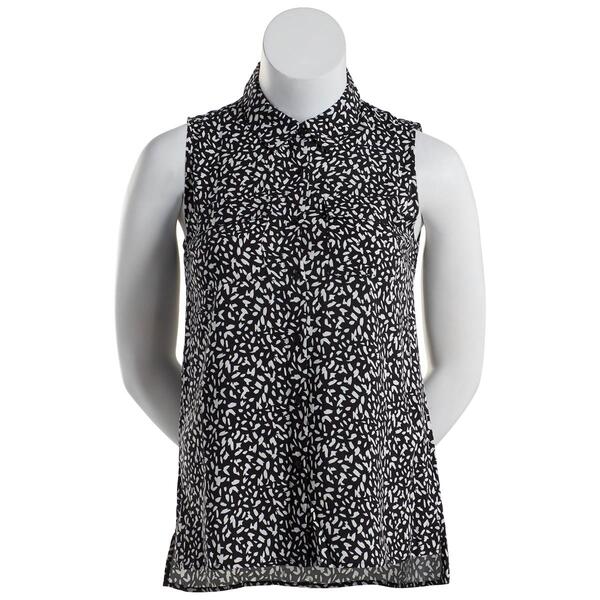 Womens Philosophy Sleeveless Casual Button Down Leaf Blouse - image 