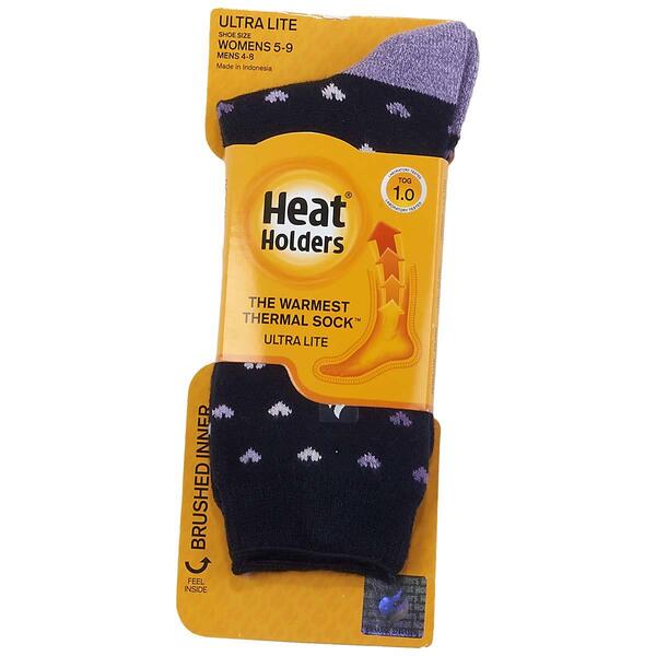 Womens Heat Holders&#40;R&#41; Orchid Ultra Lite Hearts Crew Socks - image 