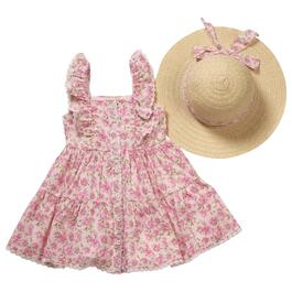 Toddler Girl BTween&#40;R&#41; Floral Swiss Dot Tiered Dress