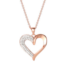 Rose Gold Flash Plated Brass Crystal Heart Pendant