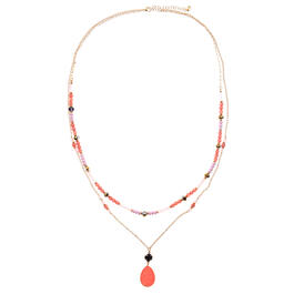 Ashley Cooper&#40;tm&#41; Gold Pink Tonal Beaded Necklace w/ Pendant