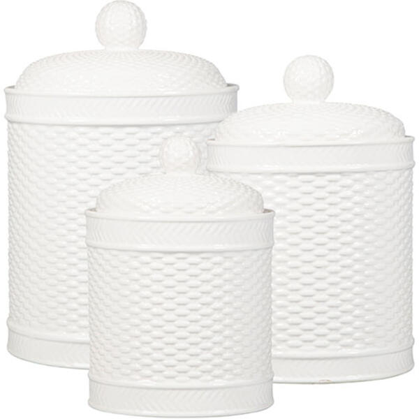 Home Essentials Set of 3 Basket Weave Embellished Canister - image 
