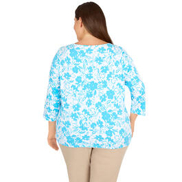 Plus Size Hearts of Palm Printed Essentials Sketched Floral Tee
