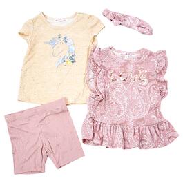 Toddler Girl Nannette 3pc. Love Unicorn Top & Shorts Set