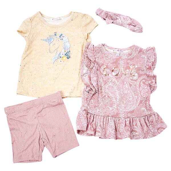Toddler Girl Nannette 3pc. Love Unicorn Top & Shorts Set - image 