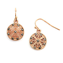 Design Collection Rose Gold Filigree Fishhook Earrings