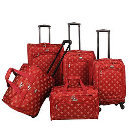 American Flyer Fleur De Lis 5pc. Luggage Set - Red