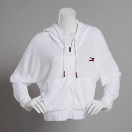 Womens Tommy Hilfiger Sport Soft Waffle Full Zip Cropped Hoodie