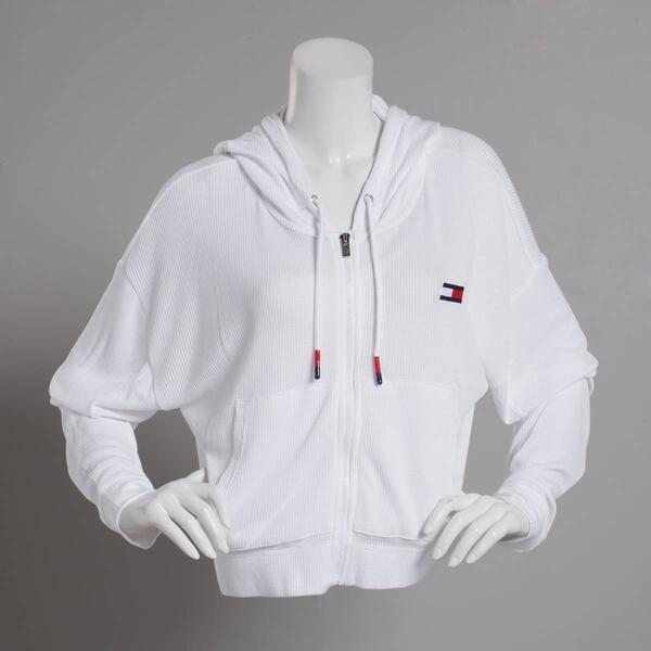 Womens Tommy Hilfiger Sport Soft Waffle Full Zip Cropped Hoodie - image 
