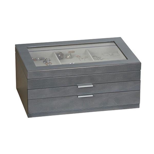 Mele & Co. Misty Glass Top Wooden Jewelry Box - image 