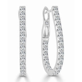 Diamond Classics&#40;tm&#41; 14kt. White Gold Inside Out Hoop Earrings
