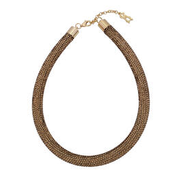 Steve Madden Gold Rope Mesh Glistening Pave Collar Necklace