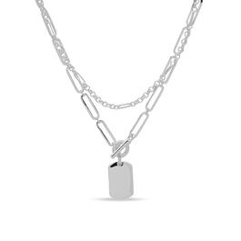 Chaps Silver-Tone Tag Multi-Row Lobster Closure Necklace