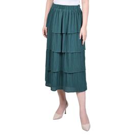 Petite NY Collection Tiered Pleated Solid Dobby Skirt