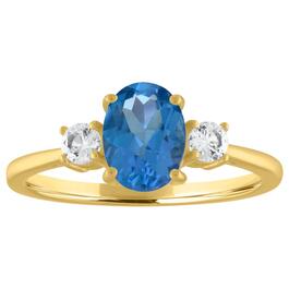 Gemstone Classics&#40;tm&#41; Oval Blue Topaz 10kt. Yellow Gold Ring