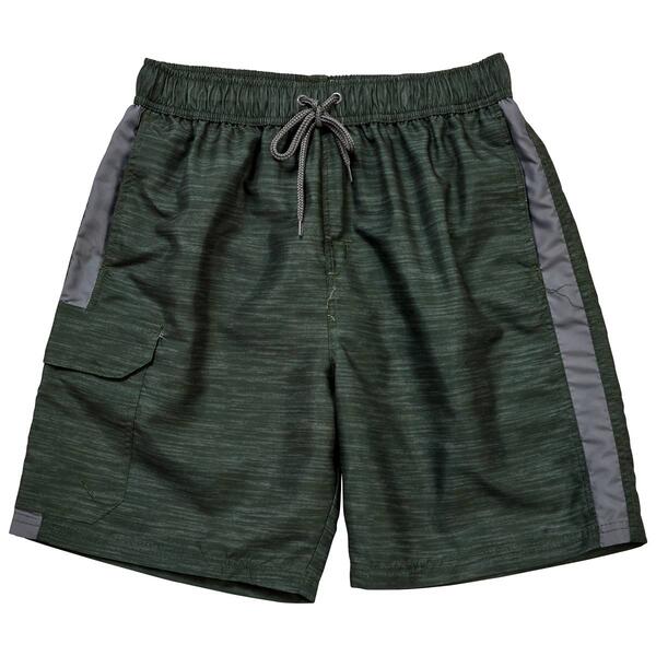 Young Mens Surf Zone Olive Space Dye Swim Trunks - image 