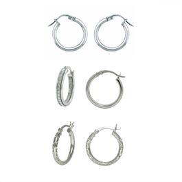 Forever New Sterling Silver 3pc. Variety Hoop Earring Set