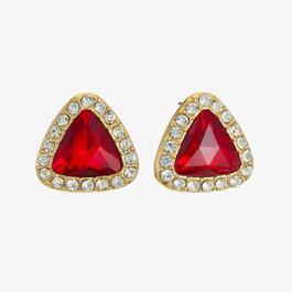 Gloria Vanderbilt Siam Crystal Triangle Button Stone Earrings