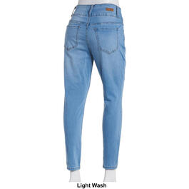 Womens Bleu Denim Triple Button Waist Jeans