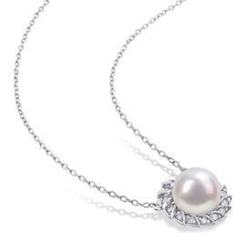 Gemstone Classics&#8482; Pearl & Sapphire Halo Pendant