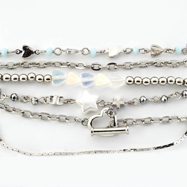 Ashley 6pc. Rosary Chain Hearts/Star/ Toggle Bracelet Set - image 