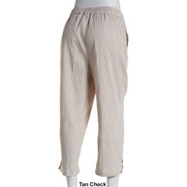 Womens Emily Daniels Check Sheeting Pull On Capri Pants w/Pockets