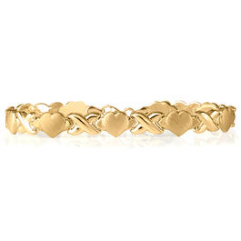Yellow Gold Plated Hearts & Kisses Stampato Link Bracelet