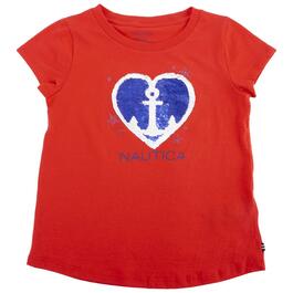 Girls &#40;7-16&#41; Nautica Heart Anchor Flip Sequin Tee