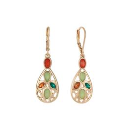 Gloria Vanderbilt Gold-Tone Multi-Color Stone Drop Earrings