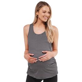 Womens Due Time Sleeveless Stripe Racer Back Maternity Tank Top