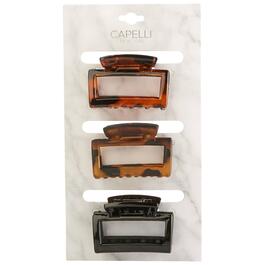 Womens Capelli New York 3pk. Open Rectangle Claw Hair Clips